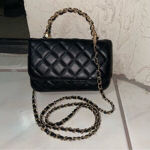Urban Expressions Black Quilted Crossbody with Gold Chain